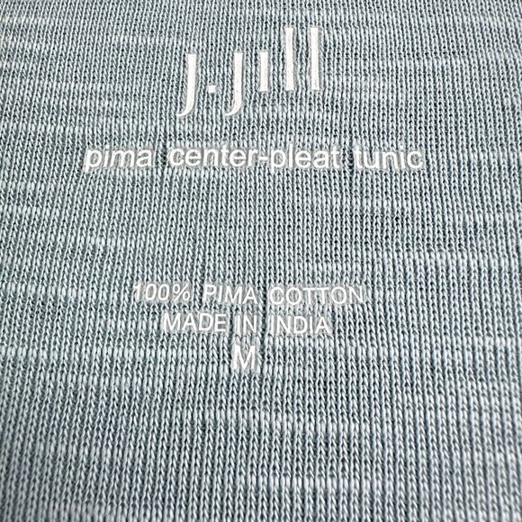 J Jill Pima Center-Pleat Tunic Top Women’s Size Medium LS Blue 100% Pima Cotton - Picture 3 of 9